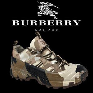 NWB Men's BURBERRY MF Arthur M Story 157 Sneaker, Size 10.5 US, 43.5, Brown Camo